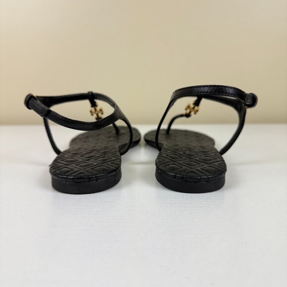 Tory Burch Black Flat Sandals Gold Hardware - Picture 4 of 9